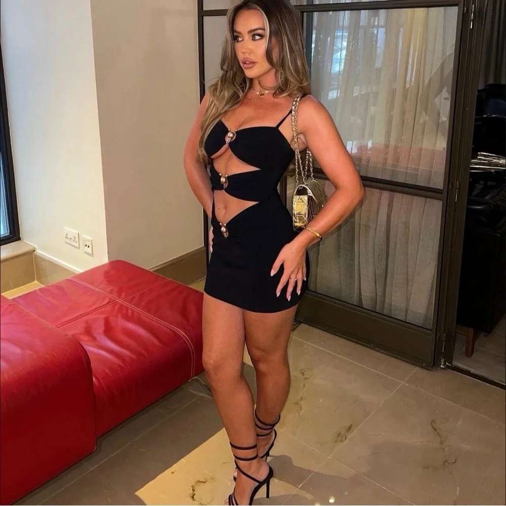 Black Pierced Orbit Mini Dress - Picture 3 of 6